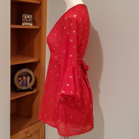 Triple F Red with Gold Cherries Shorts Romper - Picture 6 of 11